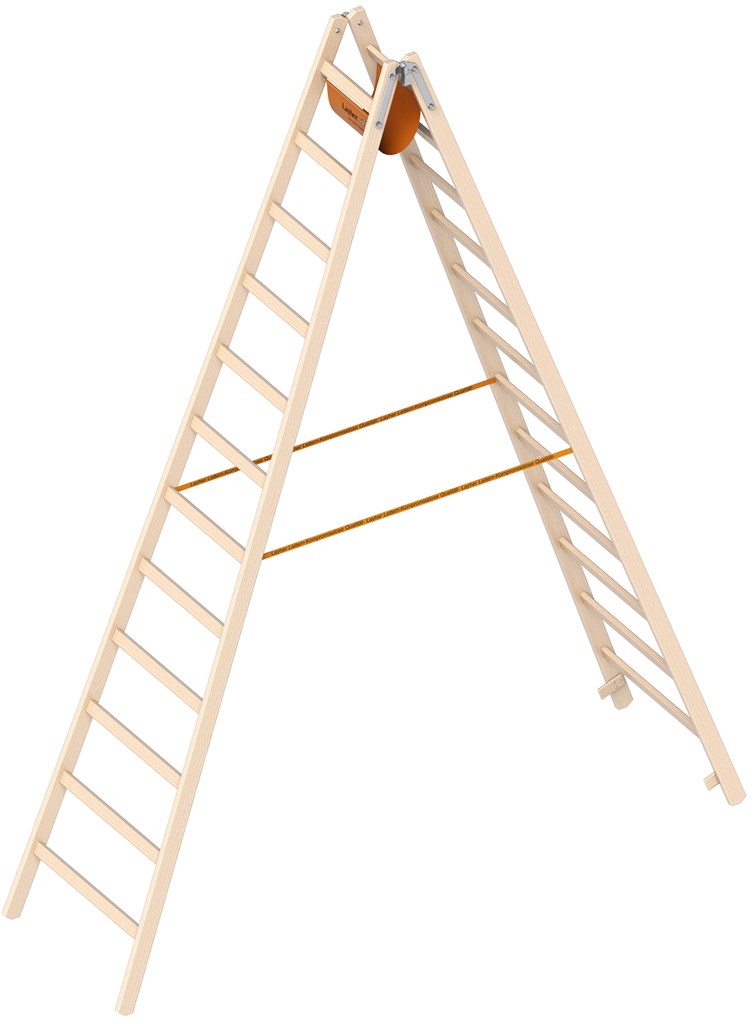 Dubbele houten Ladder 2X12 Sporten