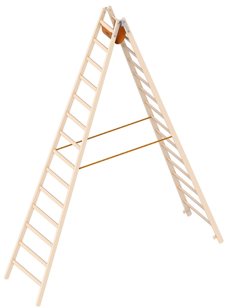 Dubbele houten Ladder 2X14 Sporten