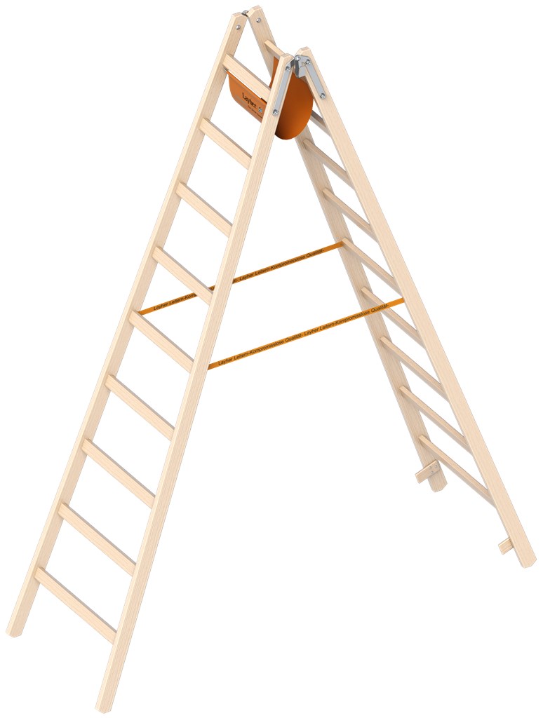 Dubbele houten Ladder 2X9 Sporten