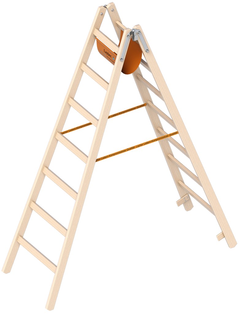 Dubbele houten Ladder 2X7 Sporten