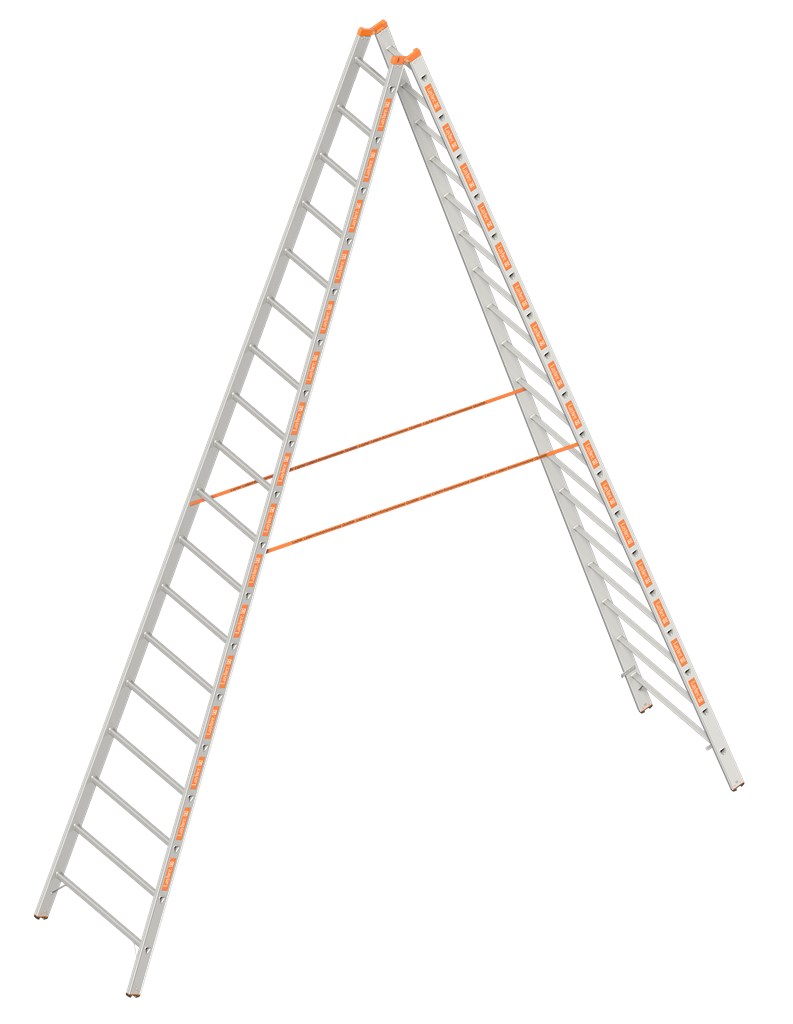 Aluminium Dubbele Ladder 2X18 Sporten