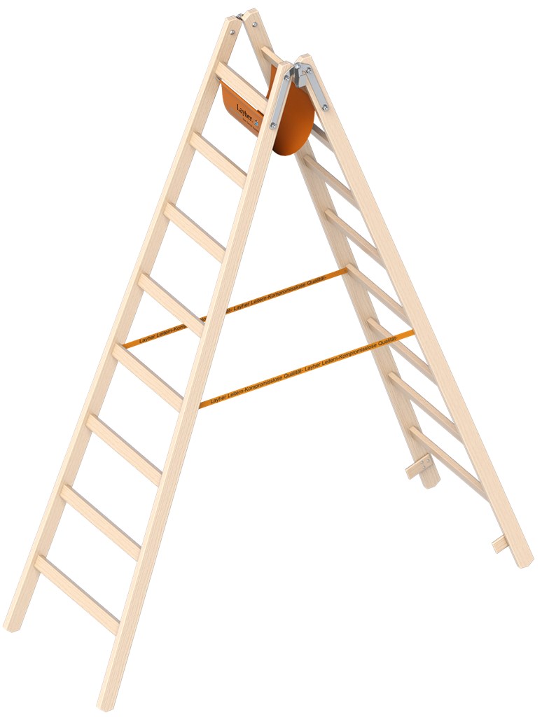 Dubbele houten Ladder 2X8 Sporten