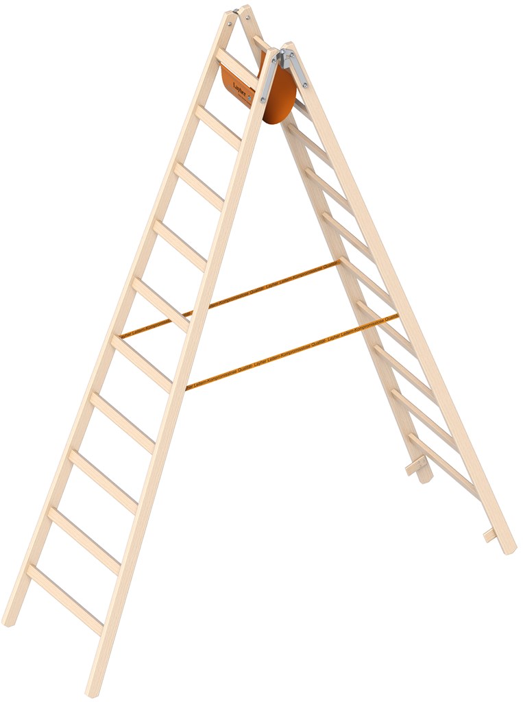 Dubbele houten Ladder 2X10 Sporten